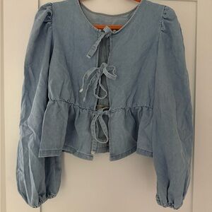 Light Blue Denim Tie-Front shirt